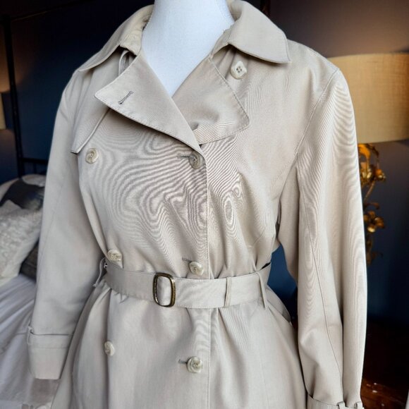 Vintage London Fog Tan Winter Trench Coat Wool Liner - Picture 2 of 14